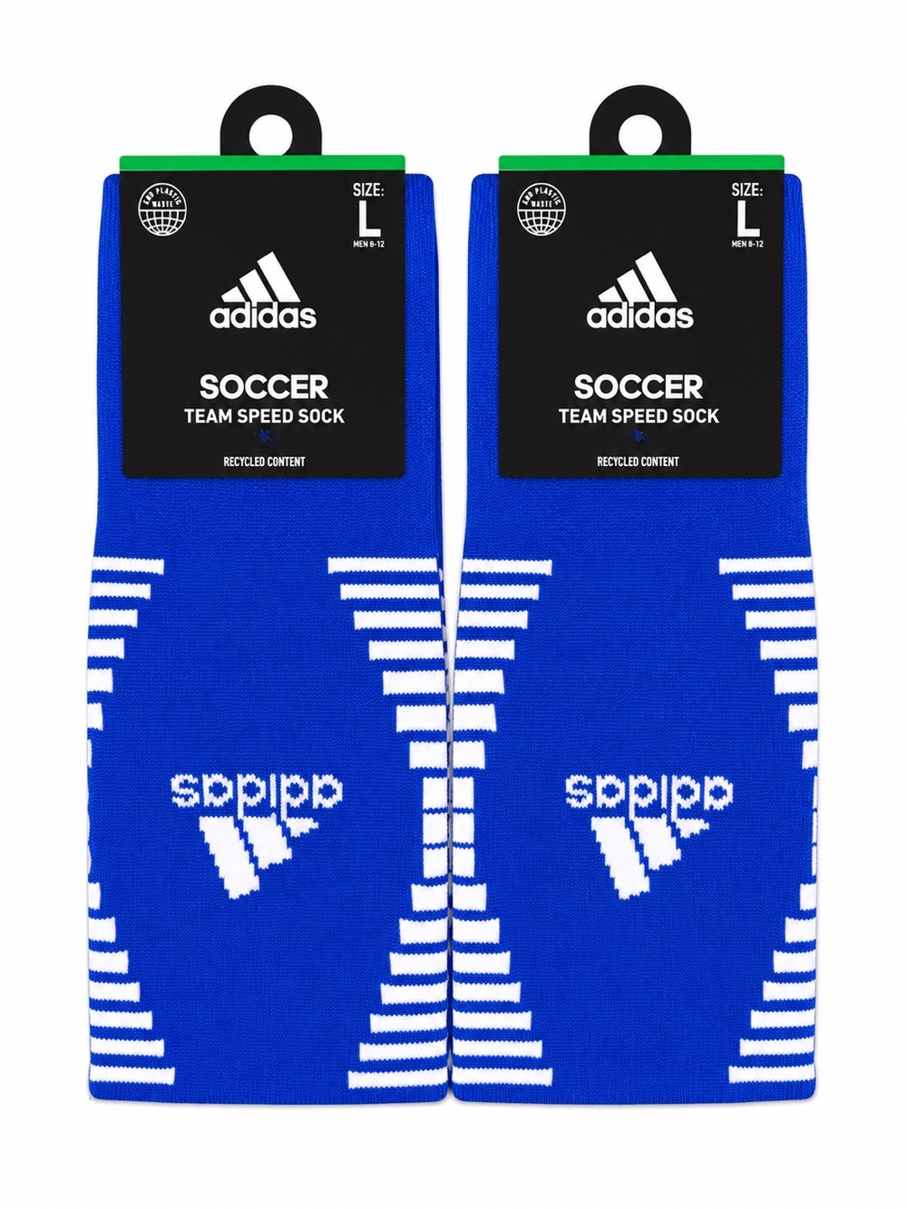 🆕 Adidas Team Speed Soccer Socks Set of 2 Royal Blue White Men’s Size: L/9-13